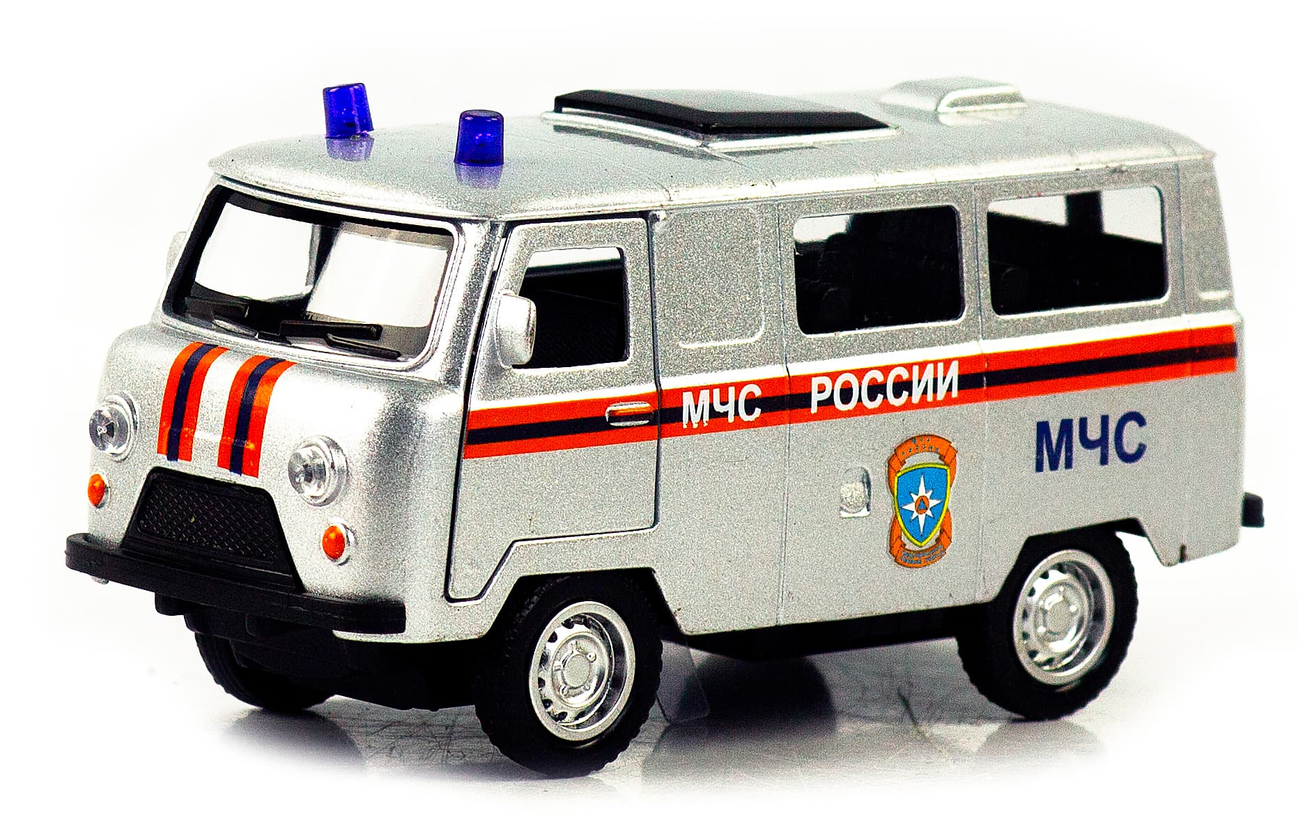 Металлическая машинка 1:32 «Микроавтобус УАЗ Буханка 39625: Служебный» 12 см. 189P-12D, инерционная, свет, звук / Микс