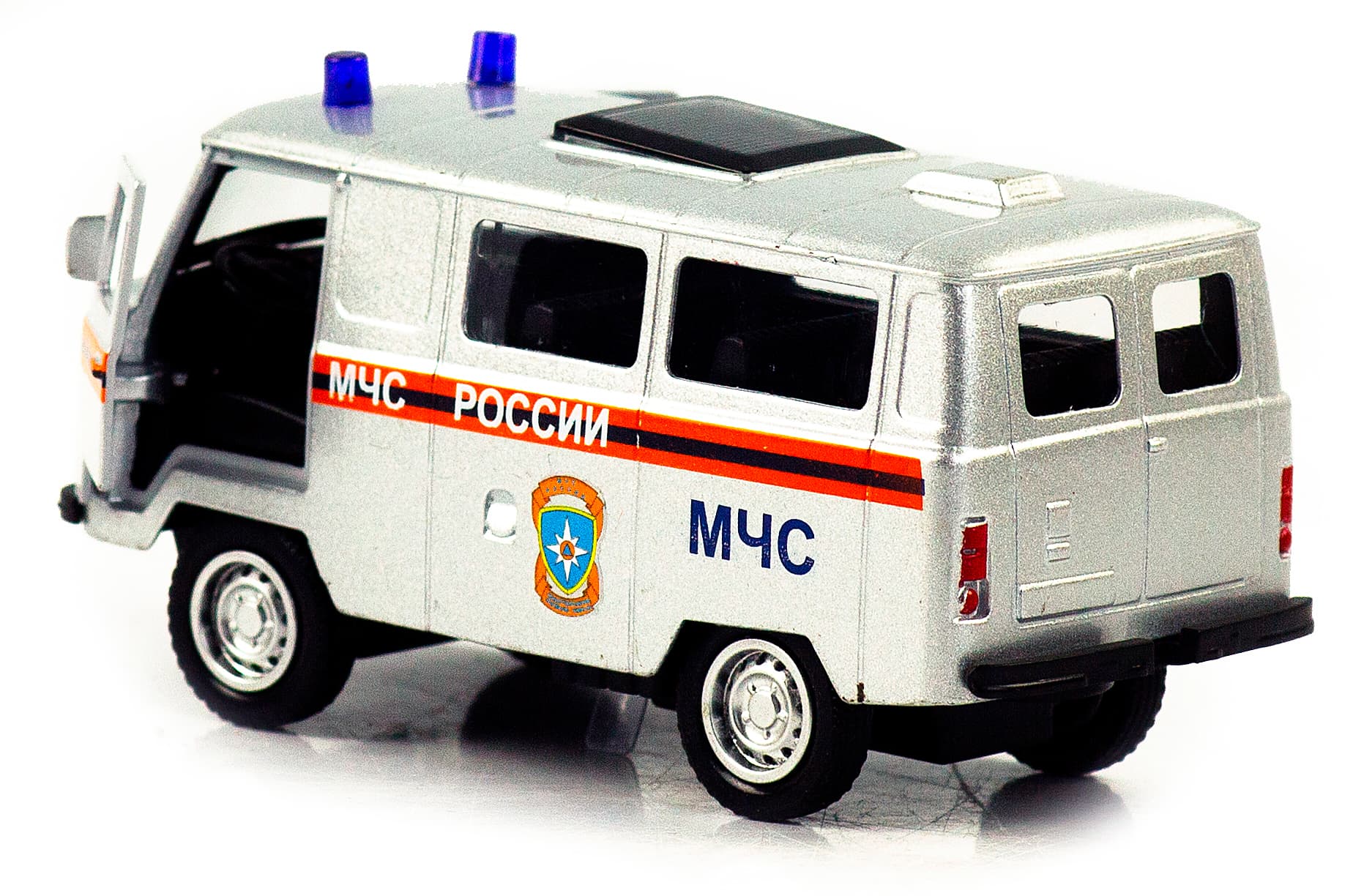 Металлическая машинка 1:32 «Микроавтобус УАЗ Буханка 39625: Служебный» 12 см. 189P-12D, инерционная, свет, звук / Микс