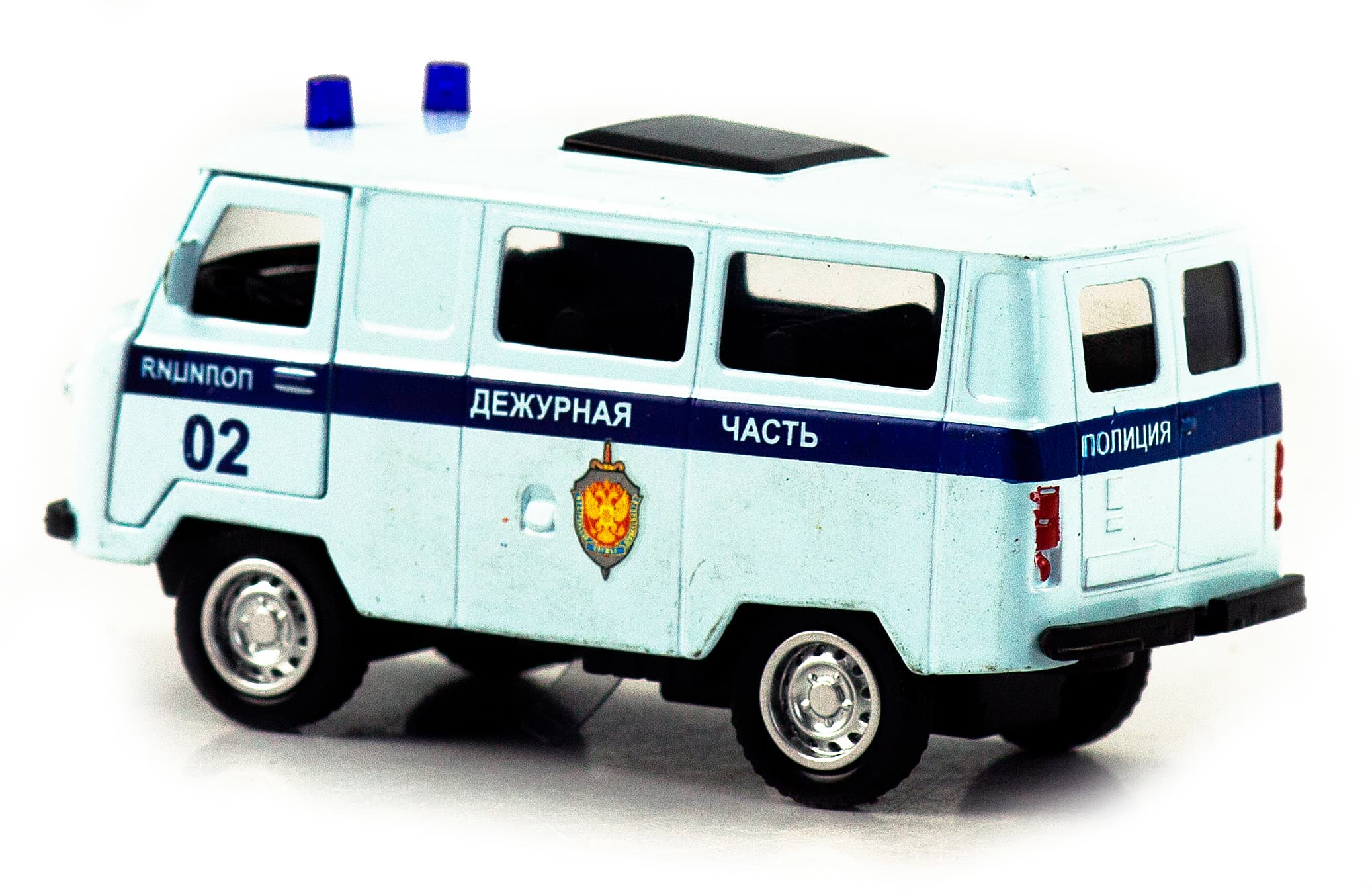 Металлическая машинка 1:32 «Микроавтобус УАЗ Буханка 39625: Служебный» 12 см. 189P-12D, инерционная, свет, звук / Микс