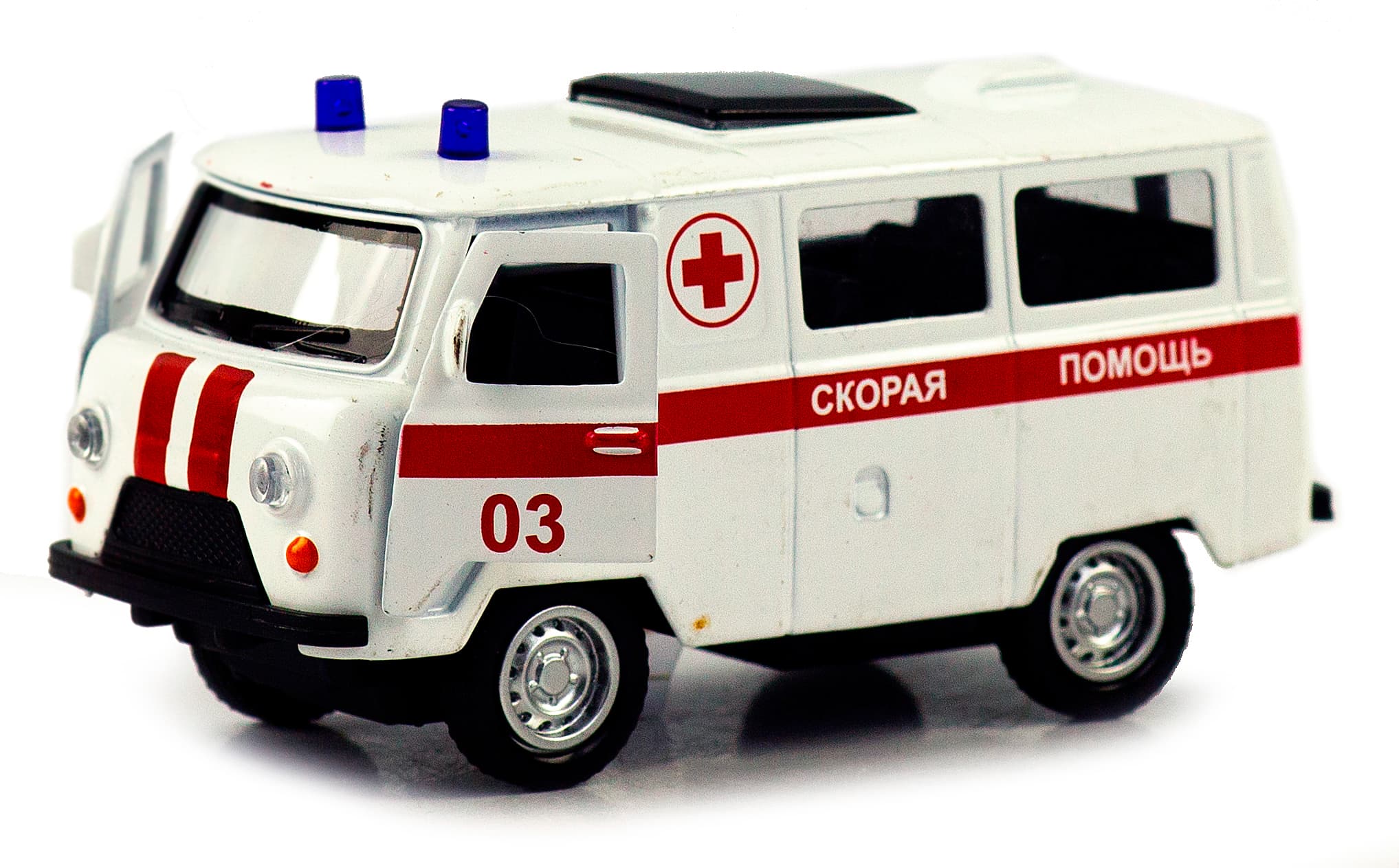 Металлическая машинка 1:32 «Микроавтобус УАЗ Буханка 39625: Служебный» 12 см. 189P-12D, инерционная, свет, звук / Микс