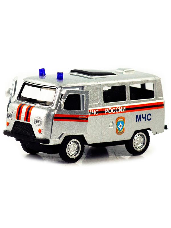 Металлическая машинка 1:32 «Микроавтобус УАЗ Буханка 39625: Служебный» 12 см. 189P-12D, инерционная, свет, звук / Микс