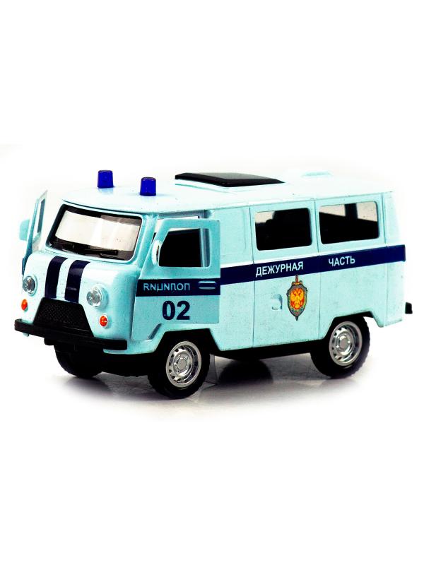 Металлическая машинка 1:32 «Микроавтобус УАЗ Буханка 39625: Служебный» 12 см. 189P-12D, инерционная, свет, звук / Микс