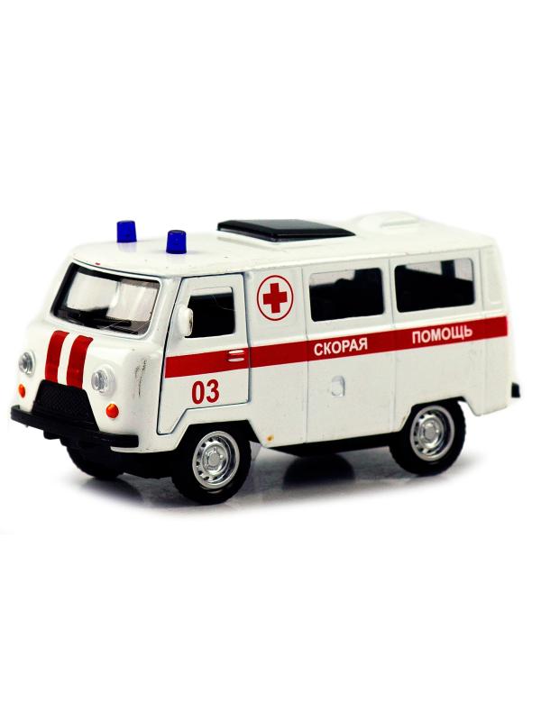 Металлическая машинка 1:32 «Микроавтобус УАЗ Буханка 39625: Служебный» 12 см. 189P-12D, инерционная, свет, звук / Микс