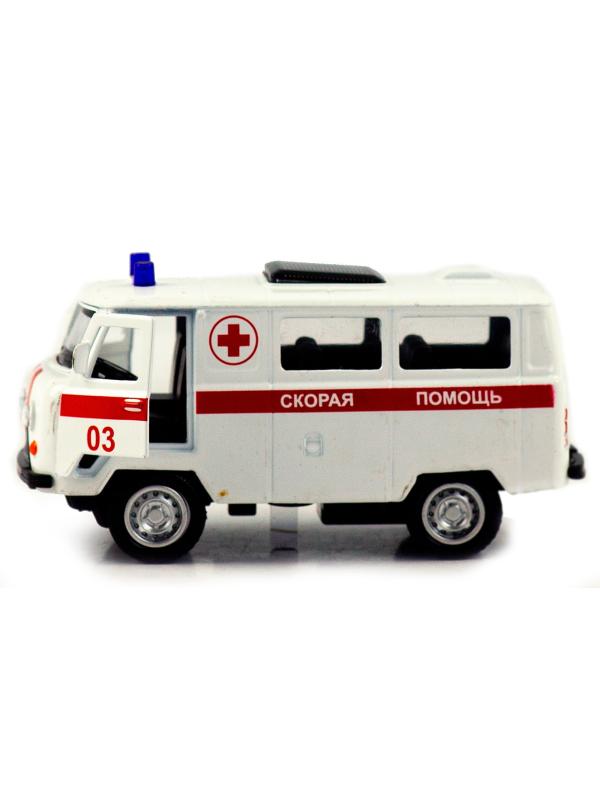 Металлическая машинка 1:32 «Микроавтобус УАЗ Буханка 39625: Служебный» 12 см. 189P-12D, инерционная, свет, звук / Микс