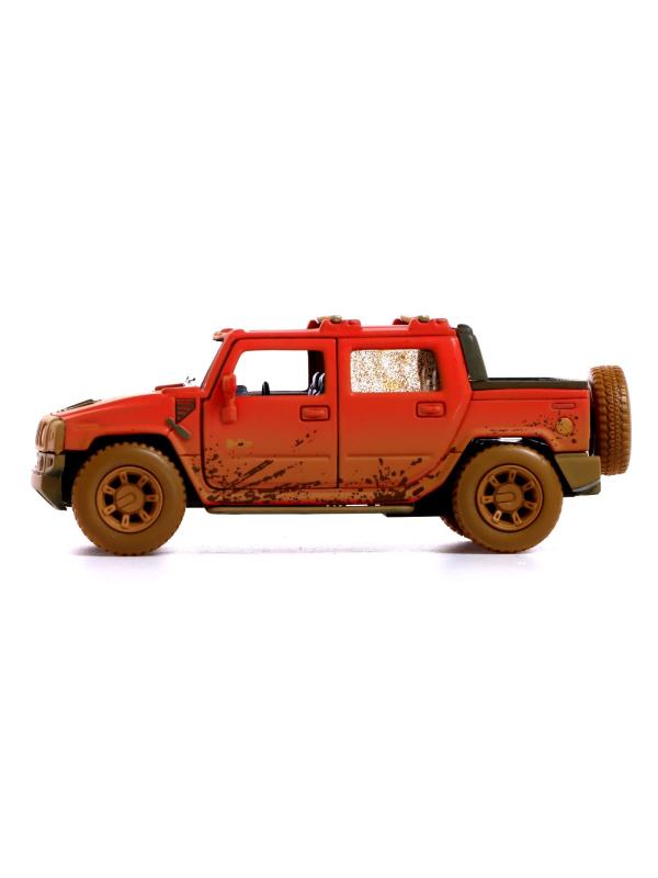 Металлическая машинка Kinsmart 1:40 «2005 Hummer H2 SUT (Грязный)» KT5097DY инерционная / Красный