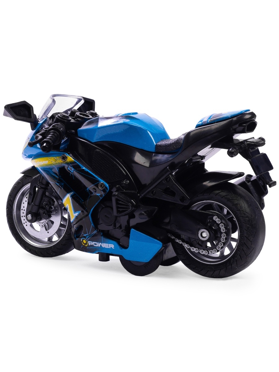 Металлический мотоцикл Ming Ying 66 1:14 MY66-M2114 инерционный, свет, звук / Голубой