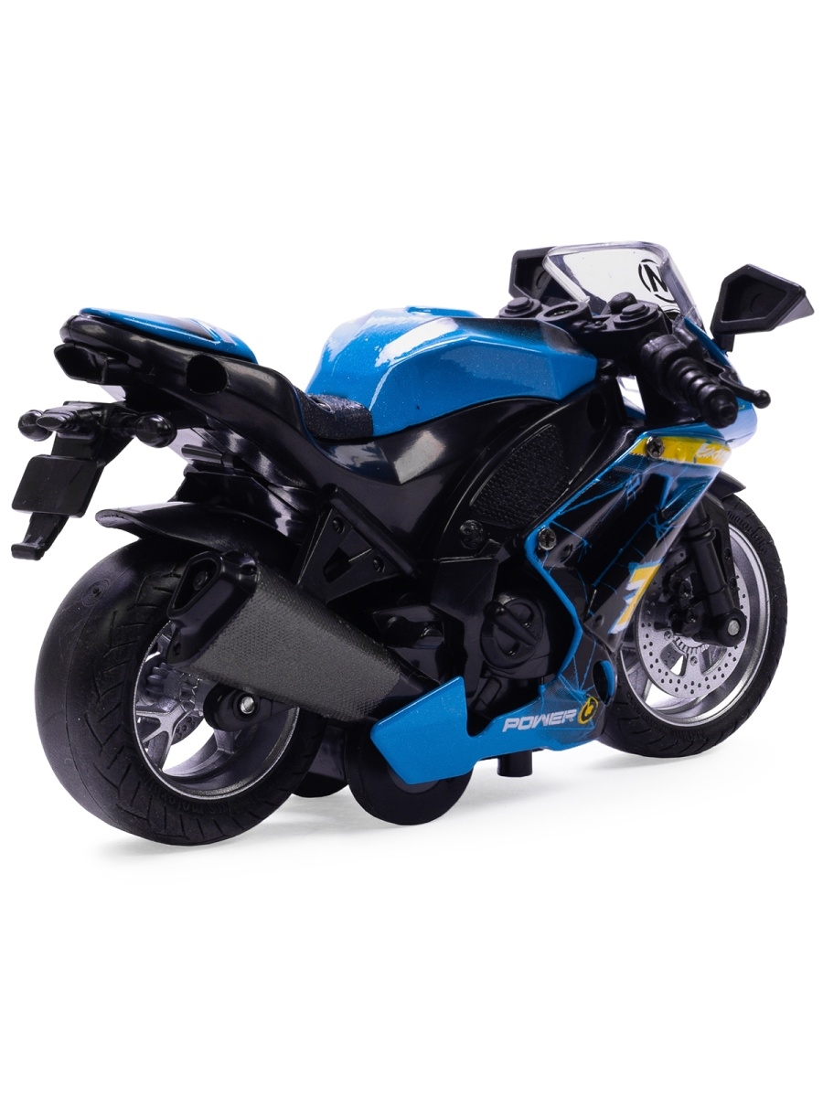 Металлический мотоцикл Ming Ying 66 1:14 MY66-M2114 инерционный, свет, звук / Голубой
