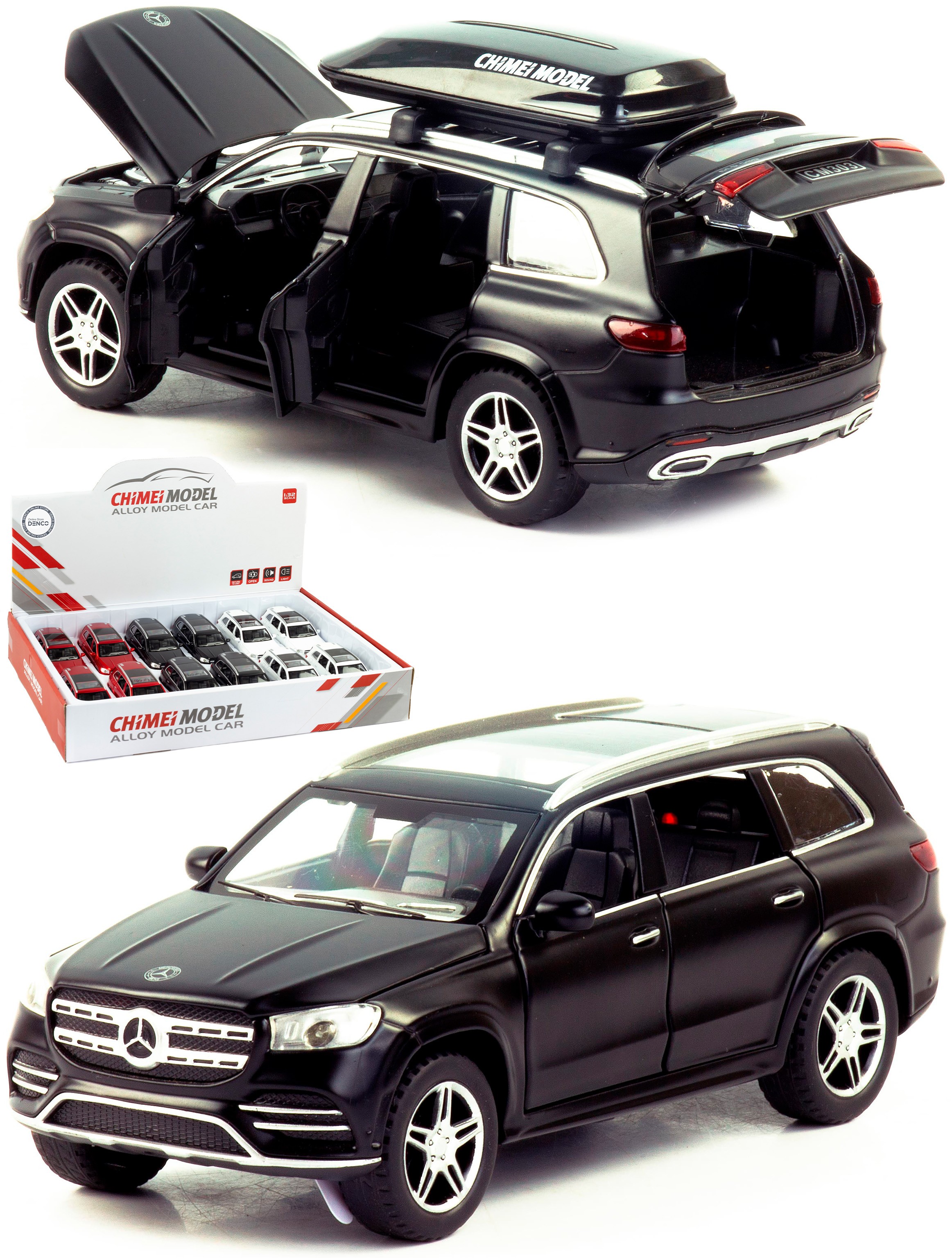 Металлическая машинка ChiMei Model 1:32 «Mercedes-Benz GLS 580 с  автобоксом» CM304, инерционная, свет, звук / Черный