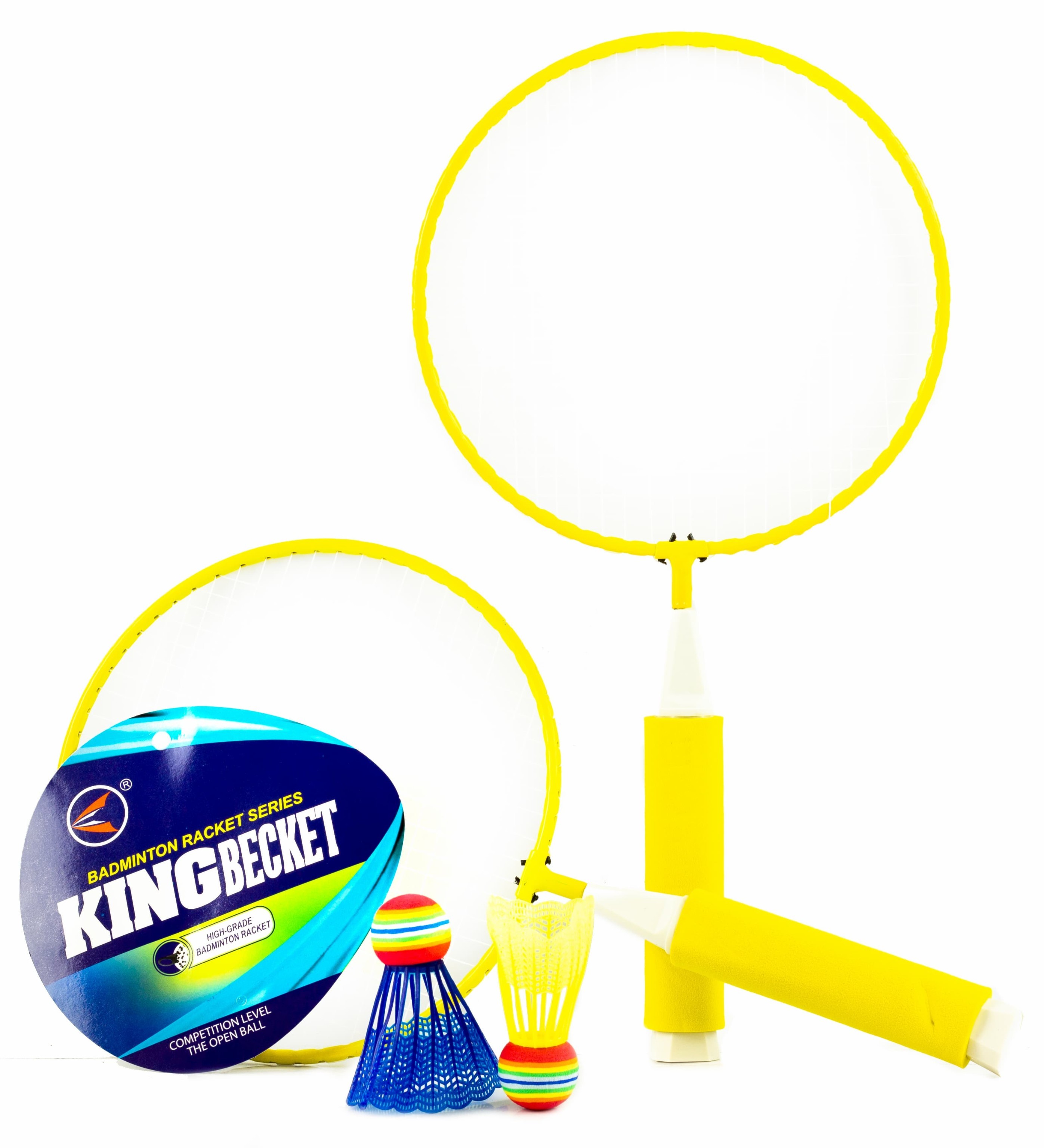Набор Ракетки для бадминтона с воланами и мячиком KingBecket в рюкзаке, 34852 / Желтый