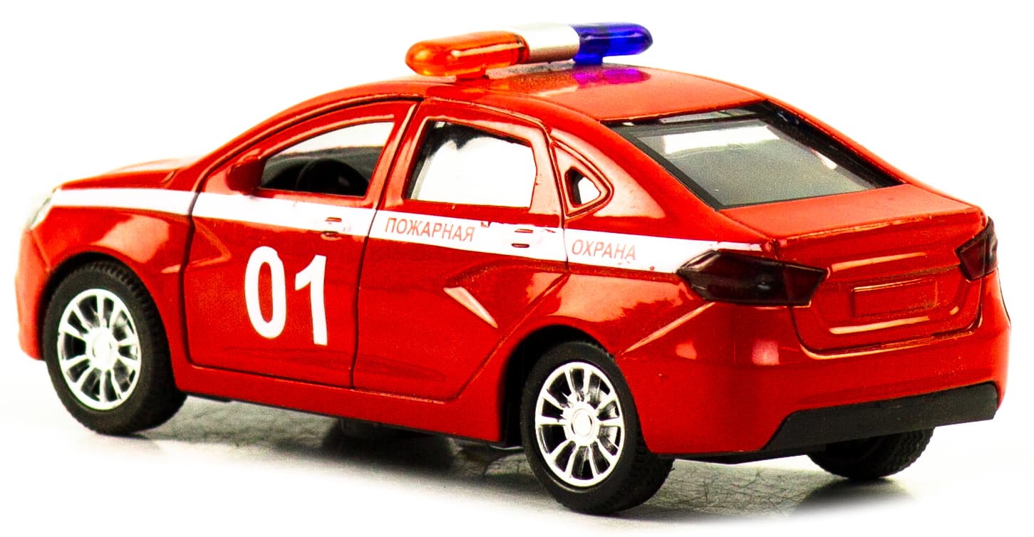 Металлическая машинка 1:32 «Vesta: Пожарная служба» 185Р-186Р-12D, 12 см., инерционная / Красный