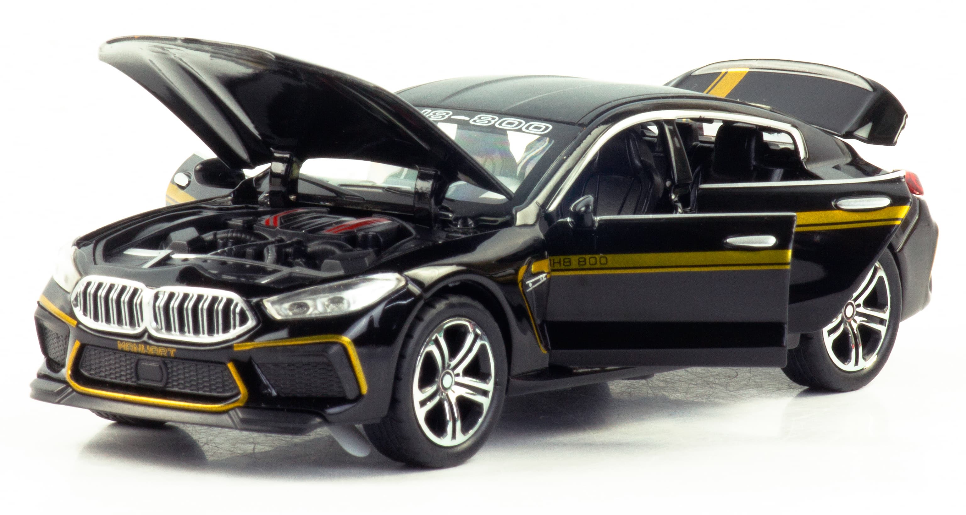Металлическая машинка ChiMei Model 1:32 «BMW M8 Manhart» 16 см. CM308, инерционная, свет, звук / Черный
