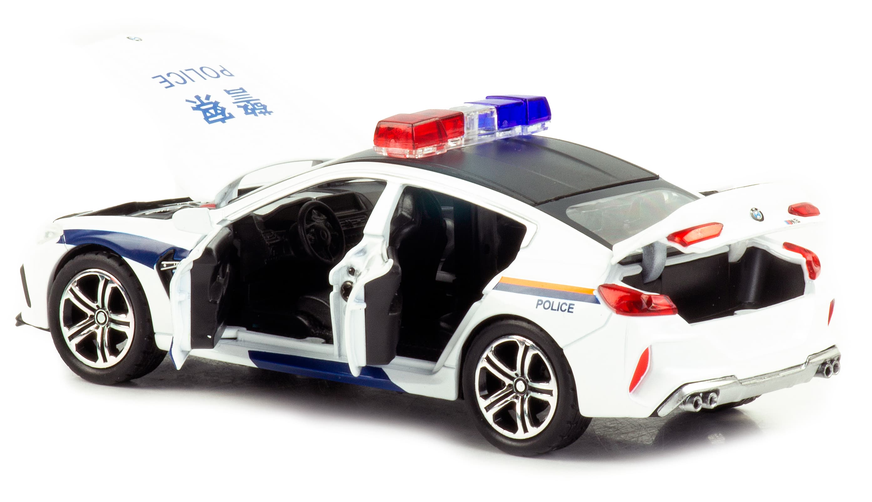 Машина металлическая ChiMei Model 1:32 «BMW M8 Police» 16 cм. АМ318, инерционная, свет, звук / Белый
