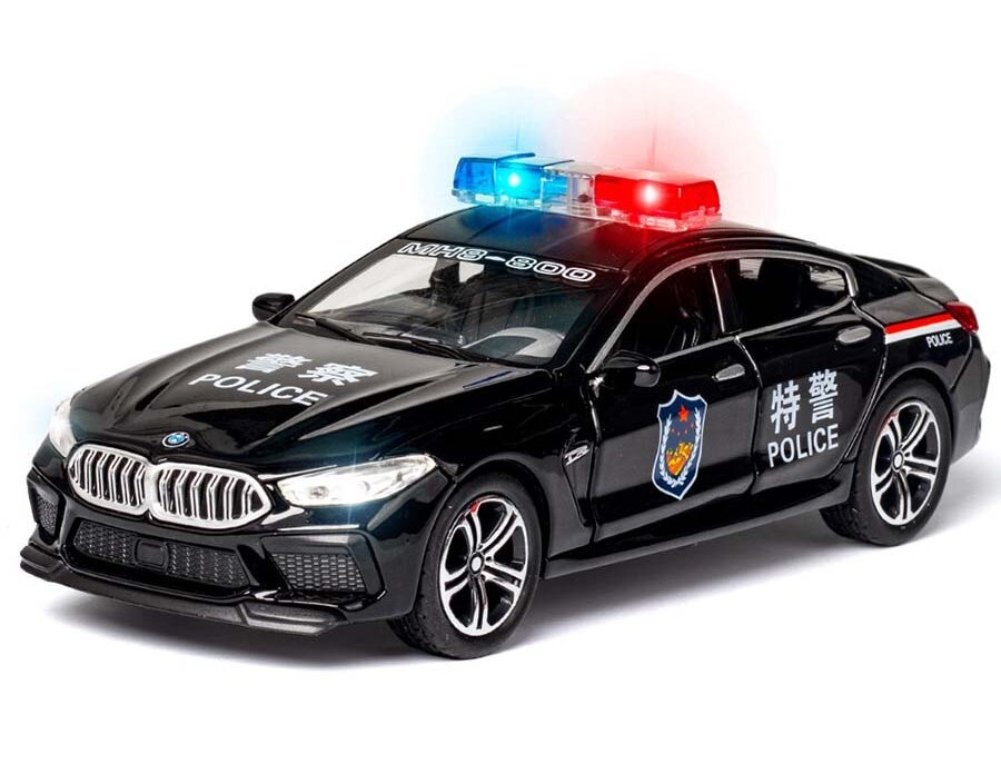 Машина металлическая ChiMei Model 1:32 «BMW M8 Police» 16 cм. CM318, инерционная, свет, звук / Черный