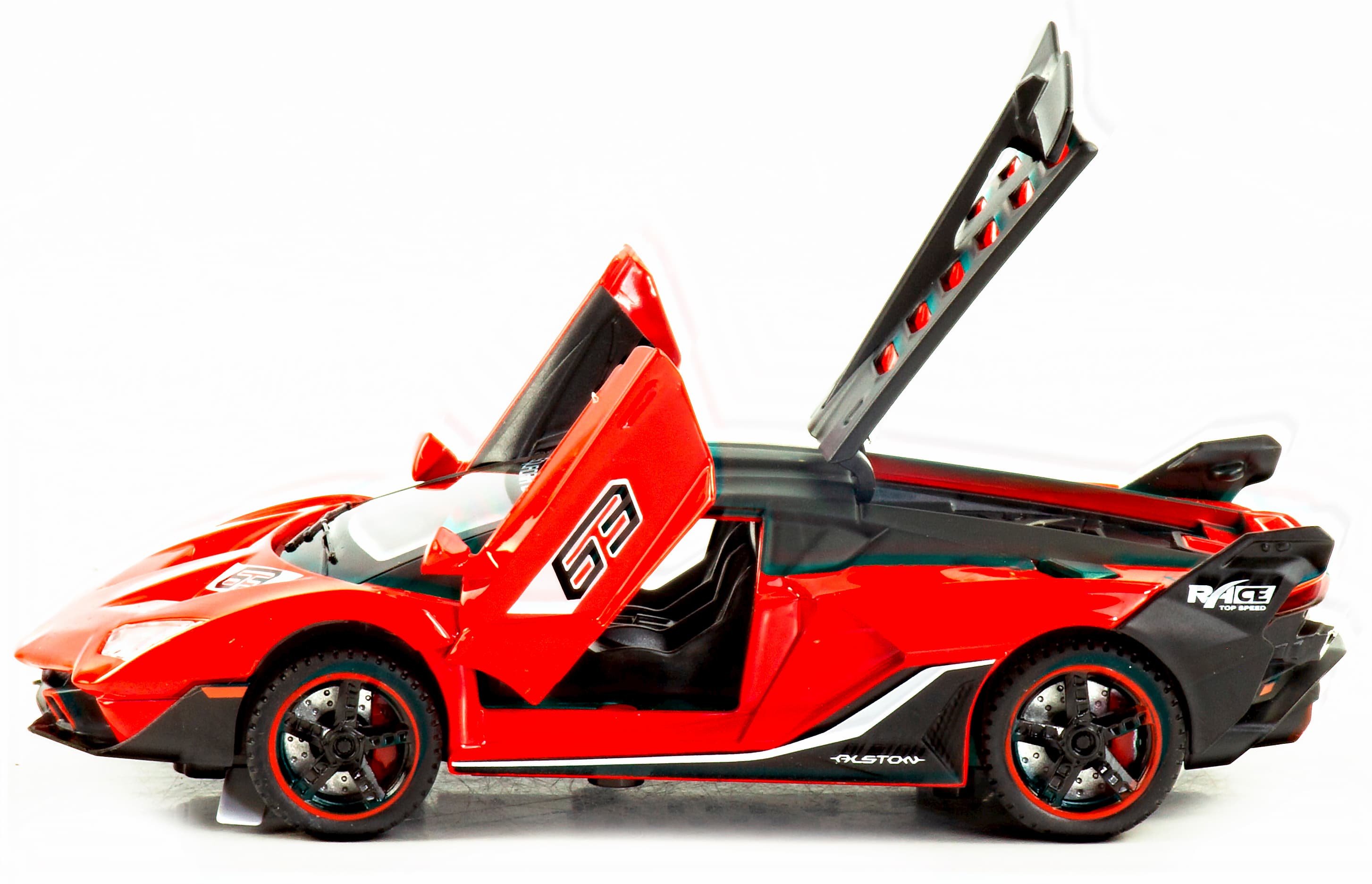 Металлическая машинка Jiaye Model 1:32 «Lamborghini Aventador SC18» 32621, звук, свет, инерционная / Красный