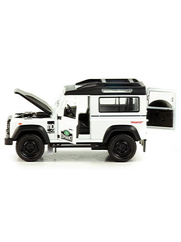 Металлическая машинка Jiaye Model 1:32 «Land Rover Defender 110» 32561, 14.5 см., звук, свет, инерционная / Белый