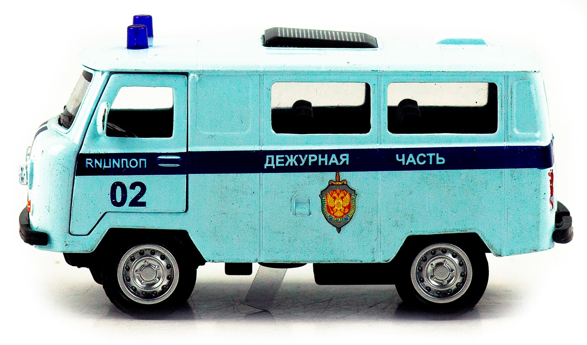 Металлическая машинка 1:32 «Микроавтобус УАЗ Буханка 39625: Служебный» 12 см. 189P-12D, инерционная, свет, звук / Дежурная часть