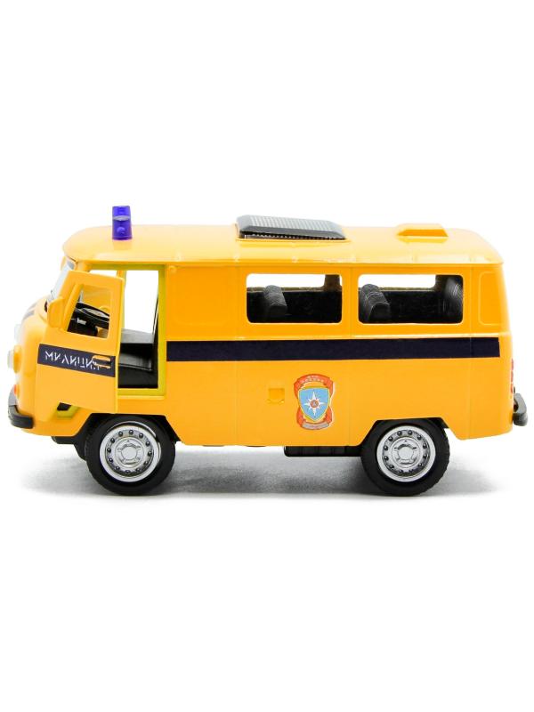 Металлическая машинка 1:32 «Микроавтобус УАЗ Буханка 39625: Служебный» 12 см. 189P-12D, инерционная, свет, звук / Милиция