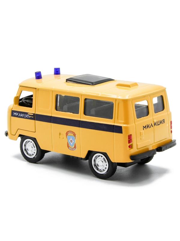 Металлическая машинка 1:32 «Микроавтобус УАЗ Буханка 39625: Служебный» 12 см. 189P-12D, инерционная, свет, звук / Милиция