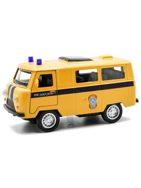 Металлическая машинка 1:32 «Микроавтобус УАЗ Буханка 39625: Служебный» 12 см. 189P-12D, инерционная, свет, звук / Милиция
