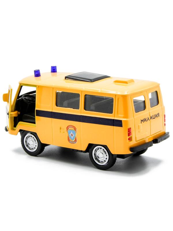 Металлическая машинка 1:32 «Микроавтобус УАЗ Буханка 39625: Служебный» 12 см. 189P-12D, инерционная, свет, звук / Милиция