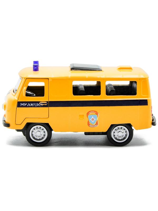 Металлическая машинка 1:32 «Микроавтобус УАЗ Буханка 39625: Служебный» 12 см. 189P-12D, инерционная, свет, звук / Милиция