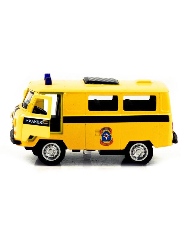 Металлическая машинка 1:32 «Микроавтобус УАЗ Буханка 39625: Служебный» 12 см. 189P-12D, инерционная, свет, звук / Милиция
