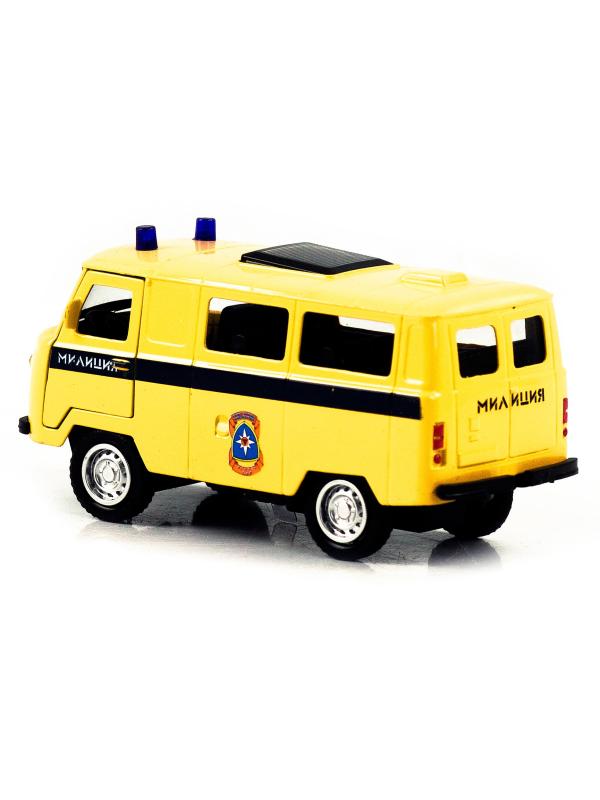 Металлическая машинка 1:32 «Микроавтобус УАЗ Буханка 39625: Служебный» 12 см. 189P-12D, инерционная, свет, звук / Милиция
