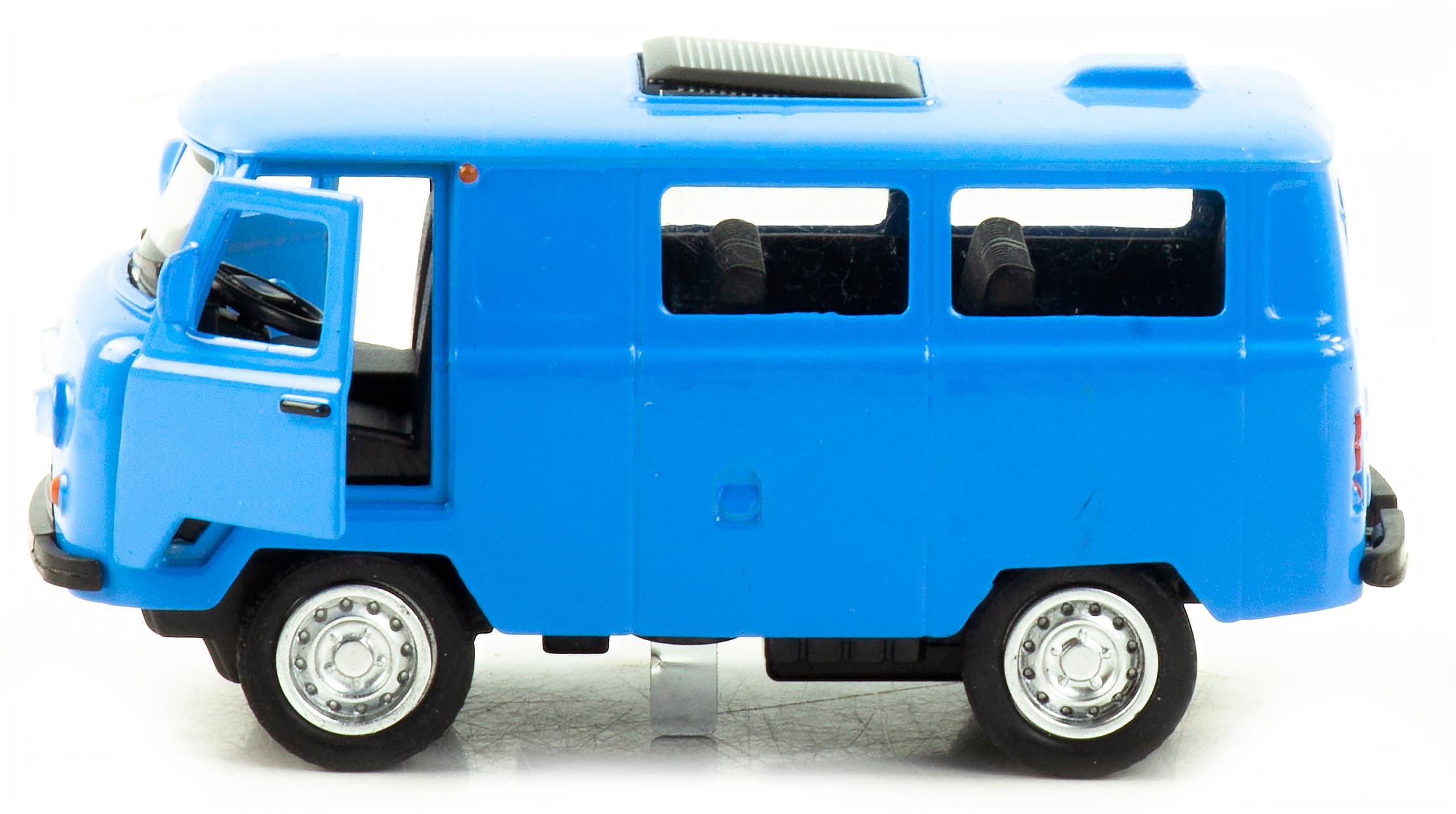 Металлическая машинка 1:32 «Микроавтобус УАЗ Буханка 39625» 12 см. 189-12D, инерционная, свет, звук / Голубой