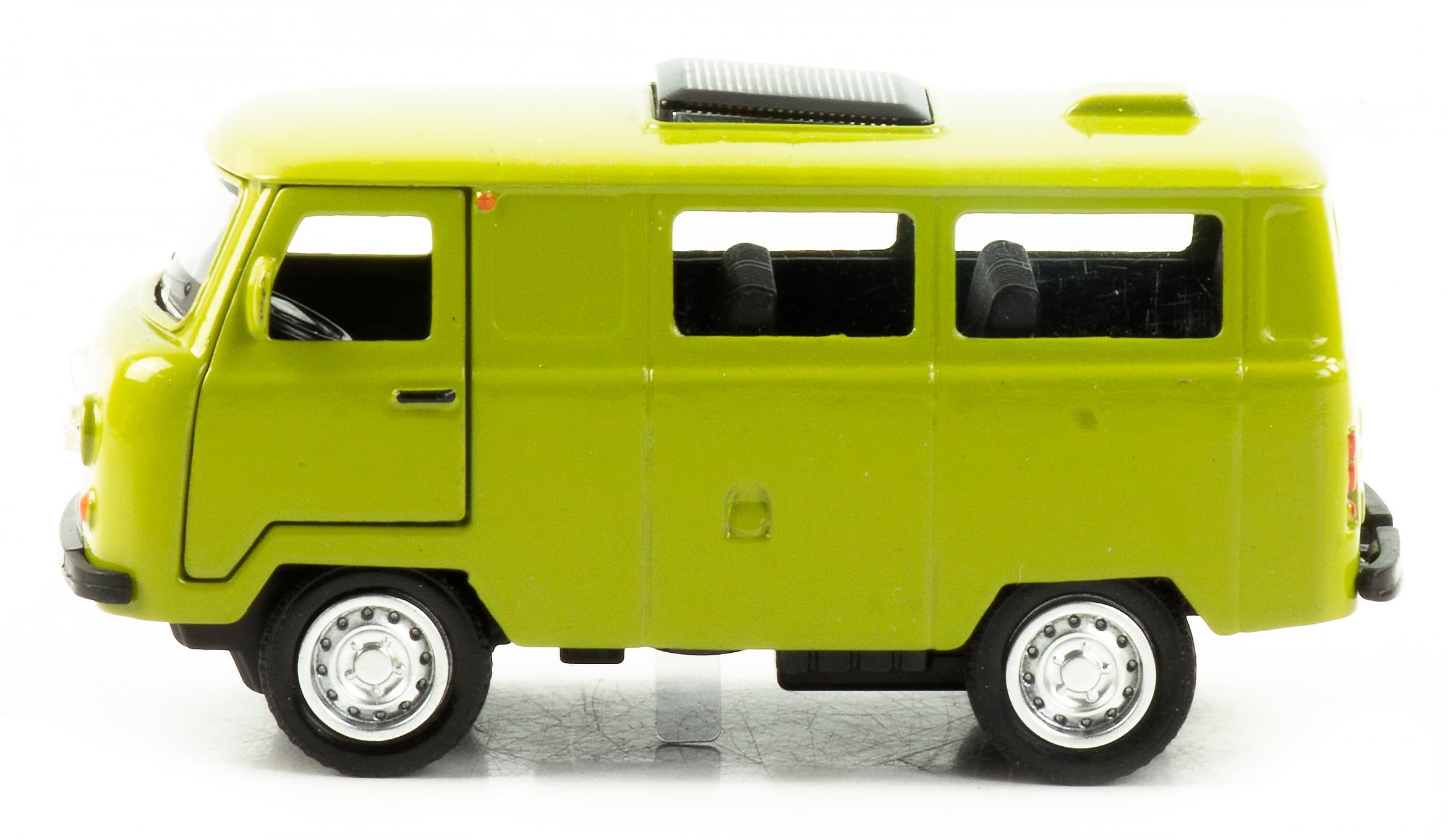 Металлическая машинка 1:32 «Микроавтобус УАЗ Буханка 39625» 12 см. 189-12D, инерционная, свет, звук / Зеленый