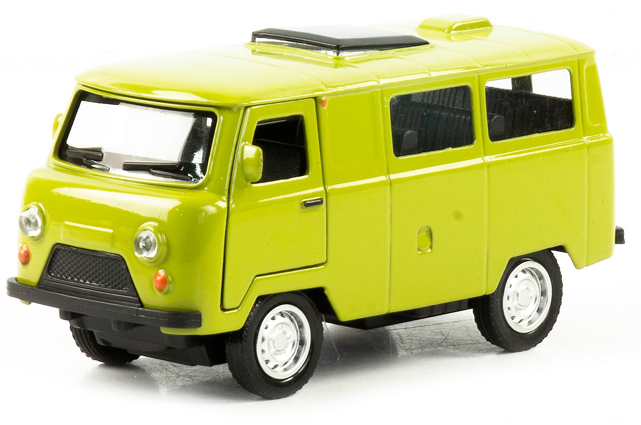 Металлическая машинка 1:32 «Микроавтобус УАЗ Буханка 39625» 12 см. 189-12D, инерционная, свет, звук / Зеленый