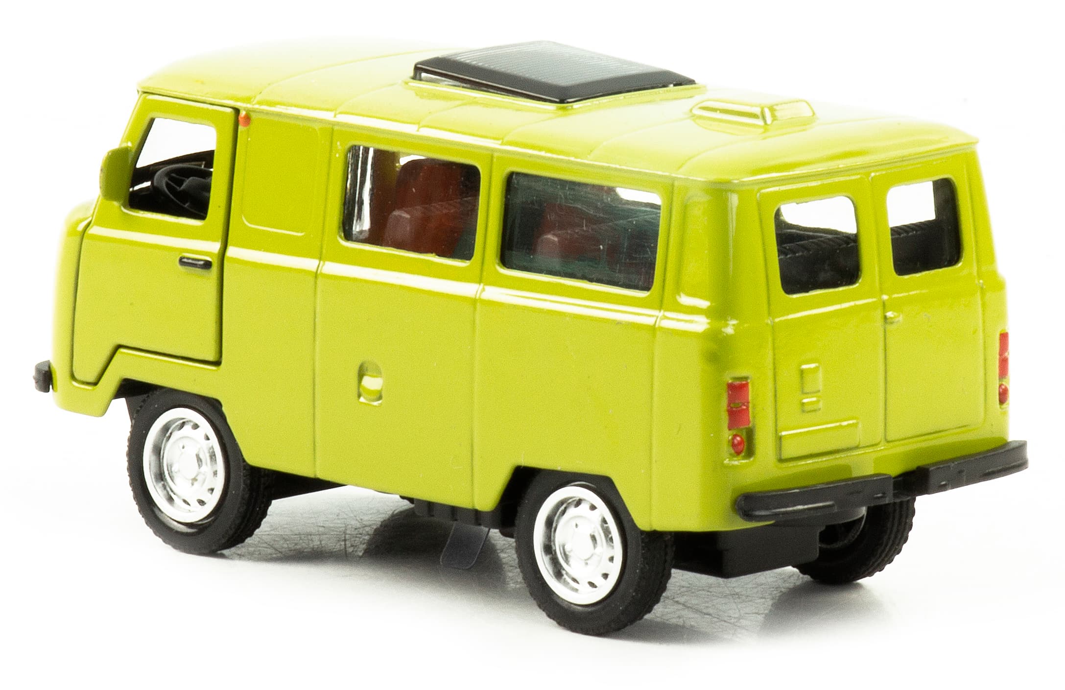 Металлическая машинка 1:32 «Микроавтобус УАЗ Буханка 39625» 12 см. 189-12D, инерционная, свет, звук / Зеленый