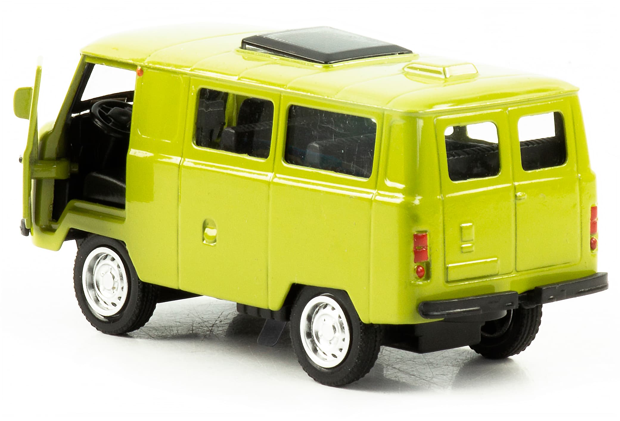 Металлическая машинка 1:32 «Микроавтобус УАЗ Буханка 39625» 12 см. 189-12D, инерционная, свет, звук / Зеленый
