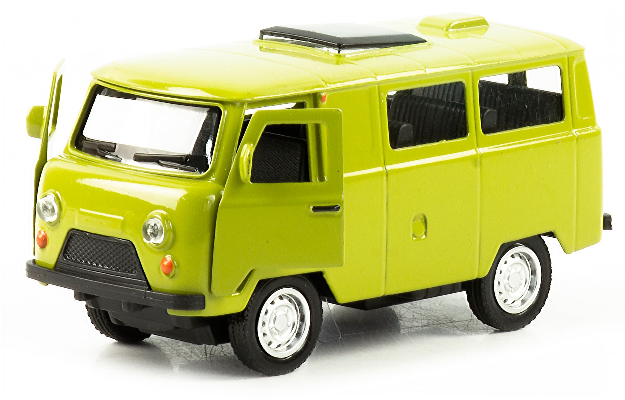 Металлическая машинка 1:32 «Микроавтобус УАЗ Буханка 39625» 12 см. 189-12D, инерционная, свет, звук / Зеленый