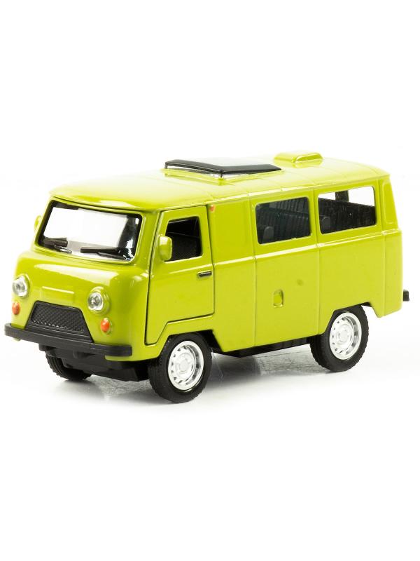 Металлическая машинка 1:32 «Микроавтобус УАЗ Буханка 39625» 12 см. 189-12D, инерционная, свет, звук / Зеленый