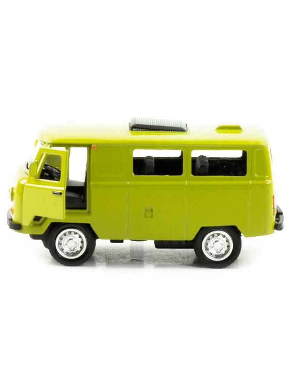 Металлическая машинка 1:32 «Микроавтобус УАЗ Буханка 39625» 12 см. 189-12D, инерционная, свет, звук / Зеленый