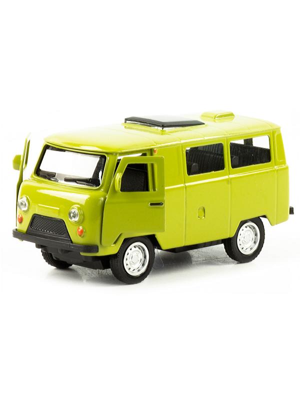 Металлическая машинка 1:32 «Микроавтобус УАЗ Буханка 39625» 12 см. 189-12D, инерционная, свет, звук / Зеленый