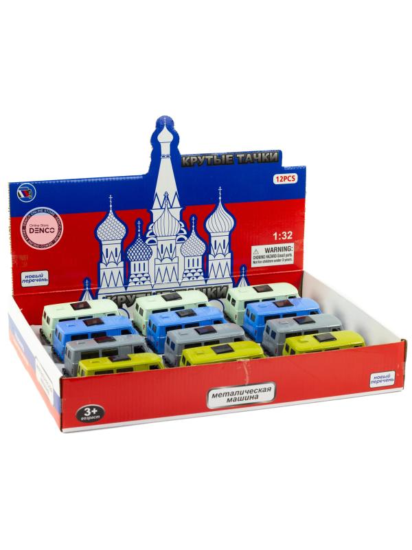 Металлическая машинка 1:32 «Микроавтобус УАЗ Буханка 39625» 12 см. 189-12D, инерционная, свет, звук / Зеленый