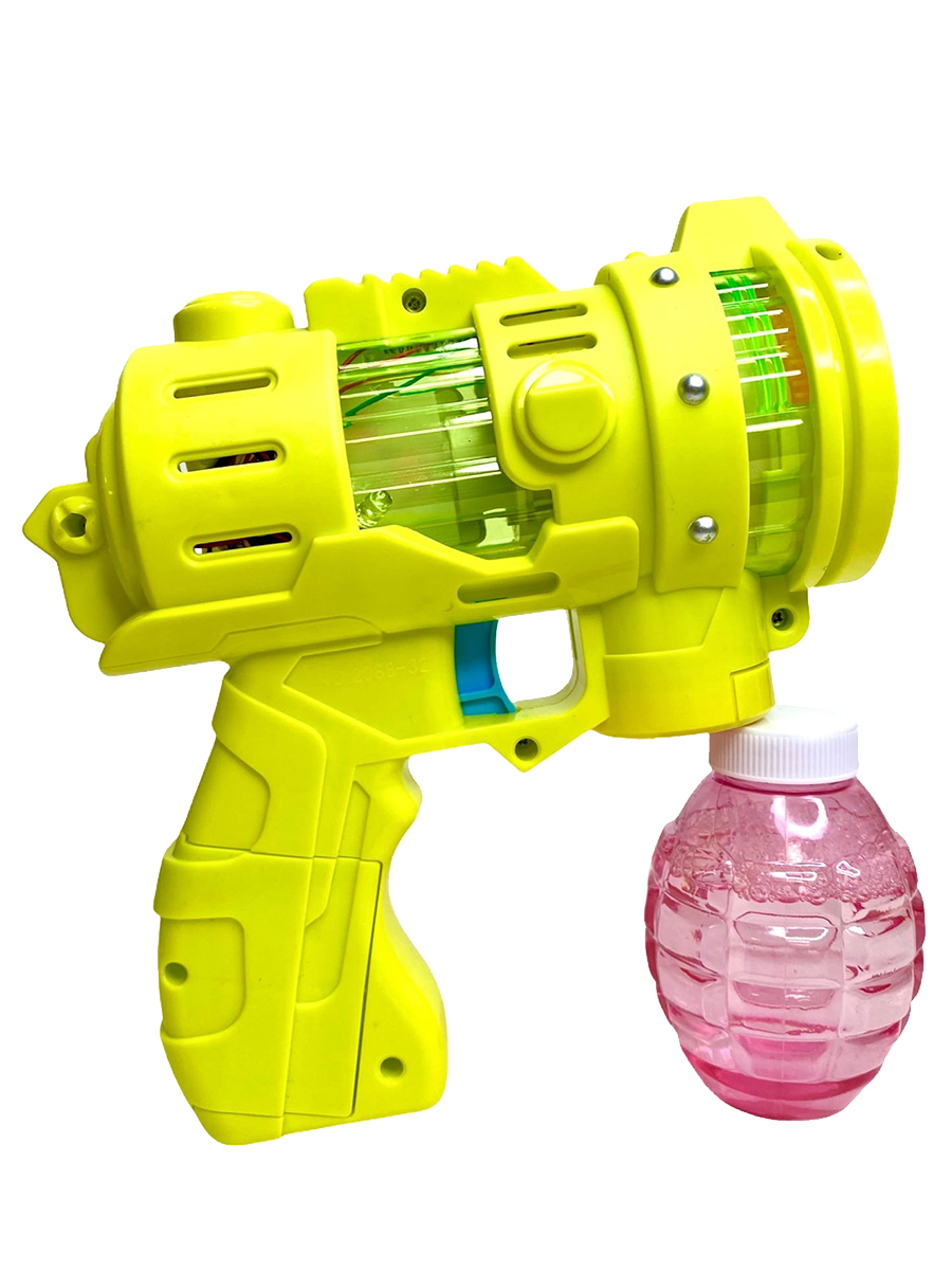 Пистолет-генератор мыльных пузырей «Bubble Gun» 2088-32, свет и звук / Желтый