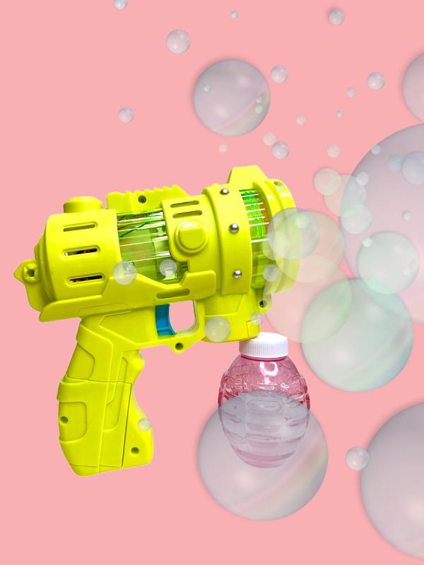 Пистолет-генератор мыльных пузырей «Bubble Gun» 2088-32, свет и звук / Желтый