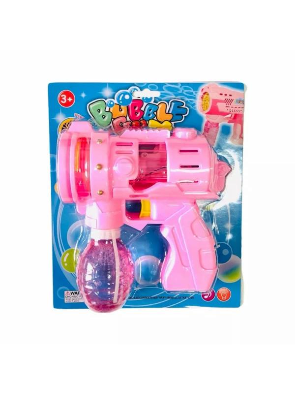 Пистолет-генератор мыльных пузырей «Bubble Gun» 2088-32, свет и звук / Розовый