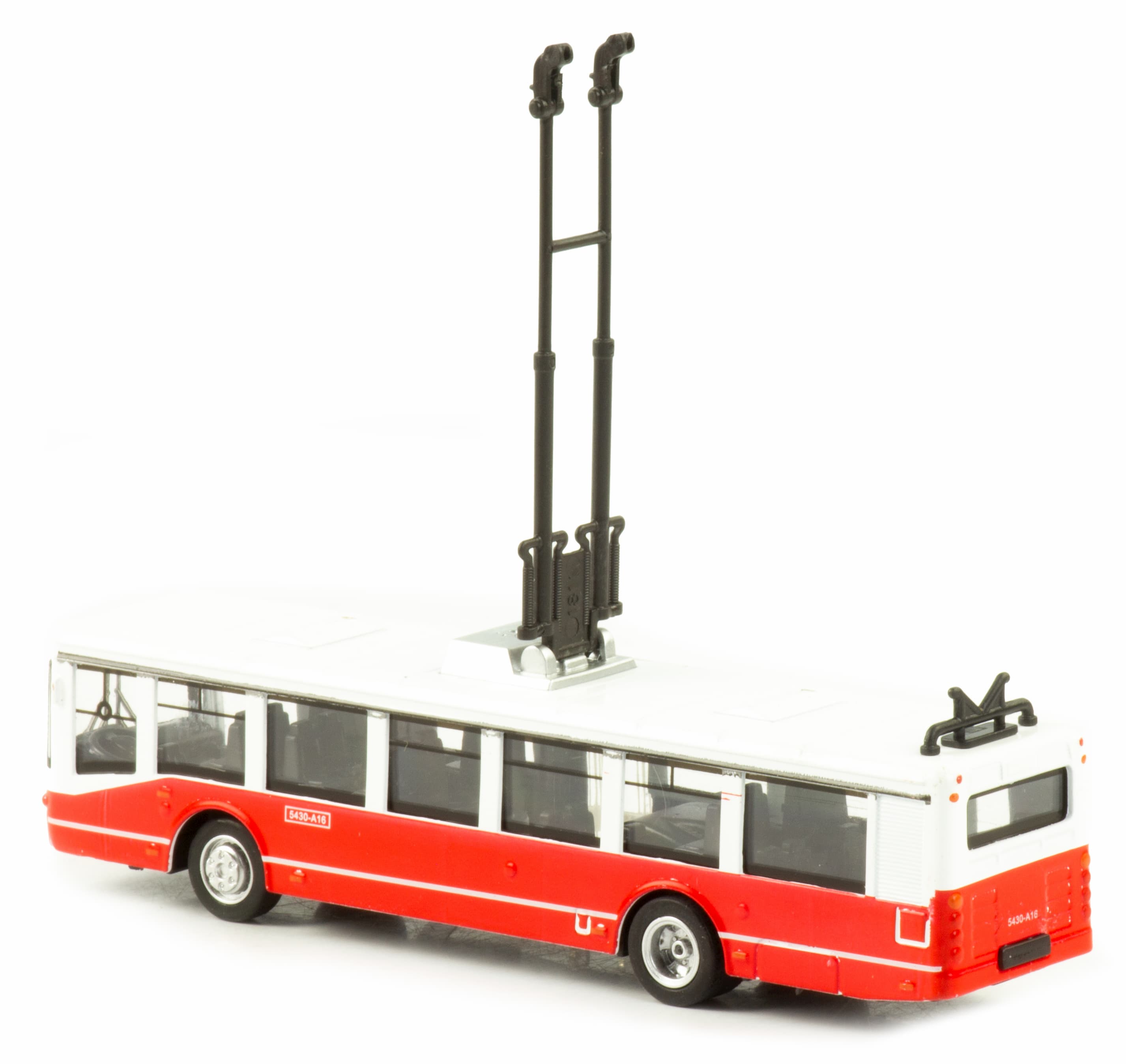 Металлический троллейбус 1:32 «ЛиАЗ 5430-А16» 17 см. 1811-12D инерционный, свет, звук / Красный