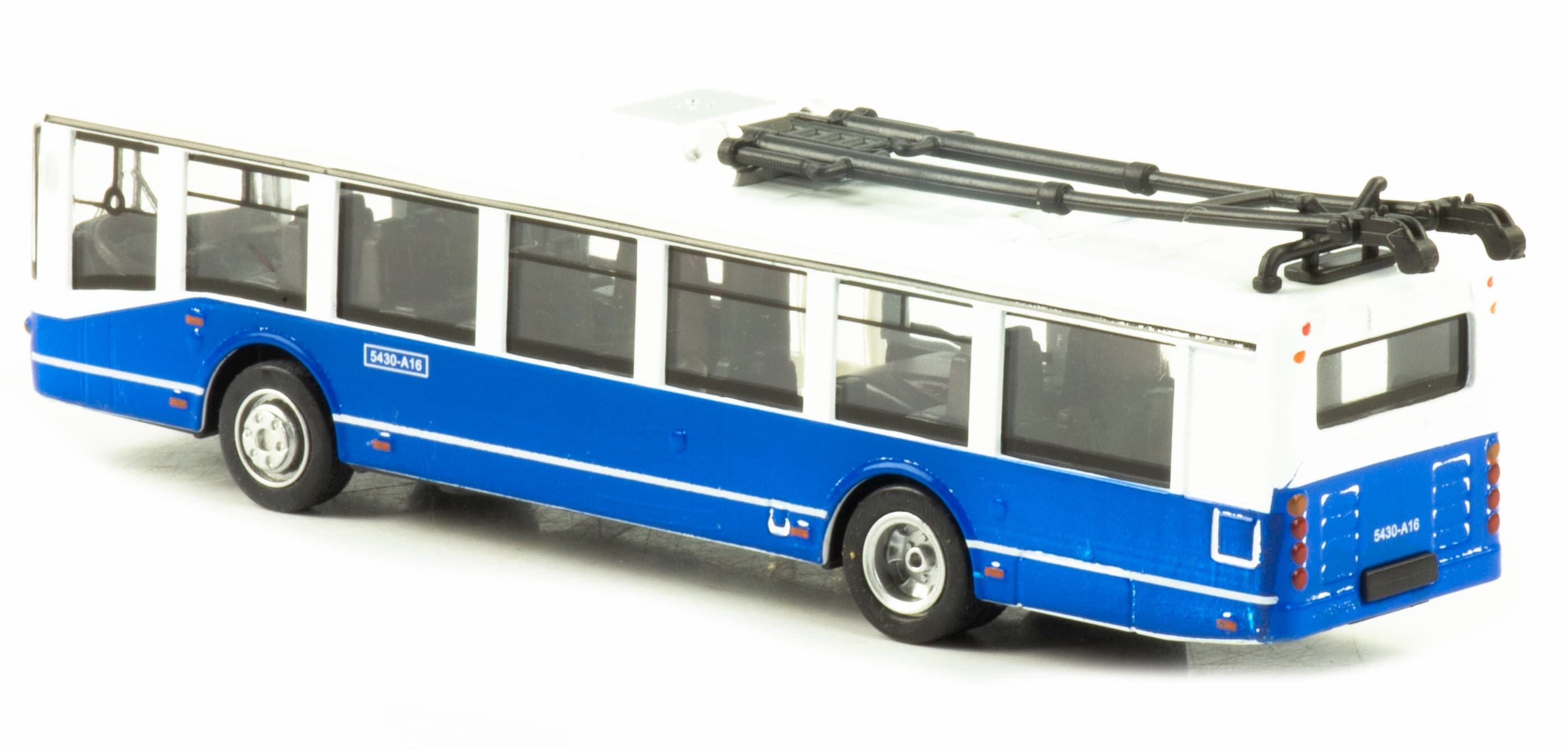 Металлический троллейбус 1:32 «ЛиАЗ 5430-А16» 17 см. 1811-12D инерционный, свет, звук / Синий