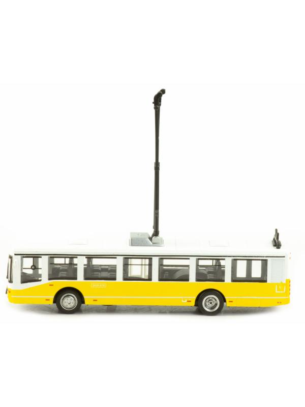Металлический троллейбус 1:32 «ЛиАЗ 5430-А16» 17 см. 1811-12D инерционный, свет, звук / Желтый