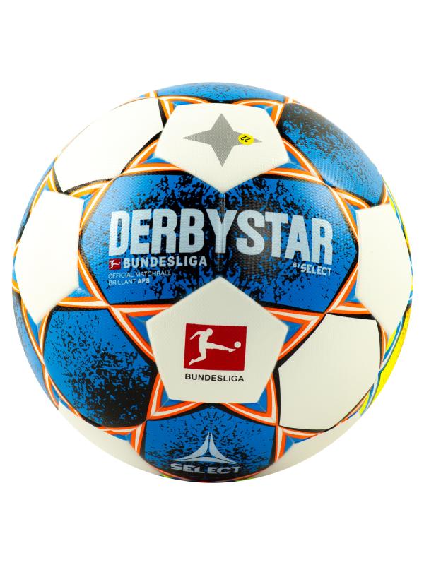 Футбольный мяч «DERBYSTAR FB Bundesliga Brillant APS v21» размер 5, 32 панели, F33951 / Сине-желтый