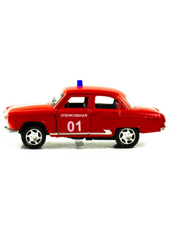 Машинка металлическая 1:32 «GAZ 21 Волга: Пожарная» 1823P-1824P-12D, инерционная, свет, звук / Красный