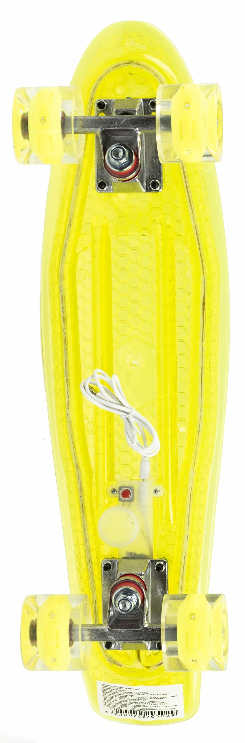 Пенни Борд со светящейся декой и колесами, прозрачный, 55 см. F20502 / Желтый