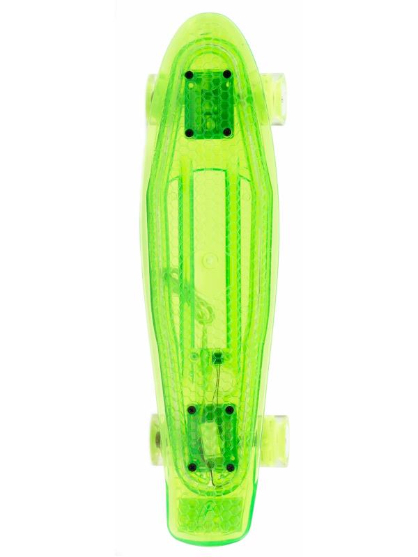 Пенни Борд со светящейся декой и колесами, прозрачный, 55 см. F20502 / Зеленый