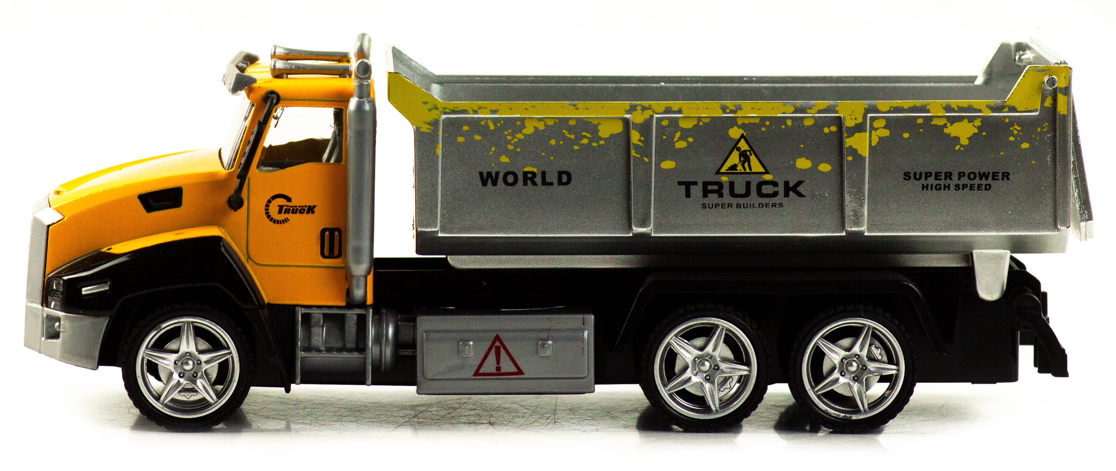 Металлическая машинка WGT Car 1:36 «Строительная Спецтехника: Грузовик» 2213-2, инерционная / Серебристо-желтый