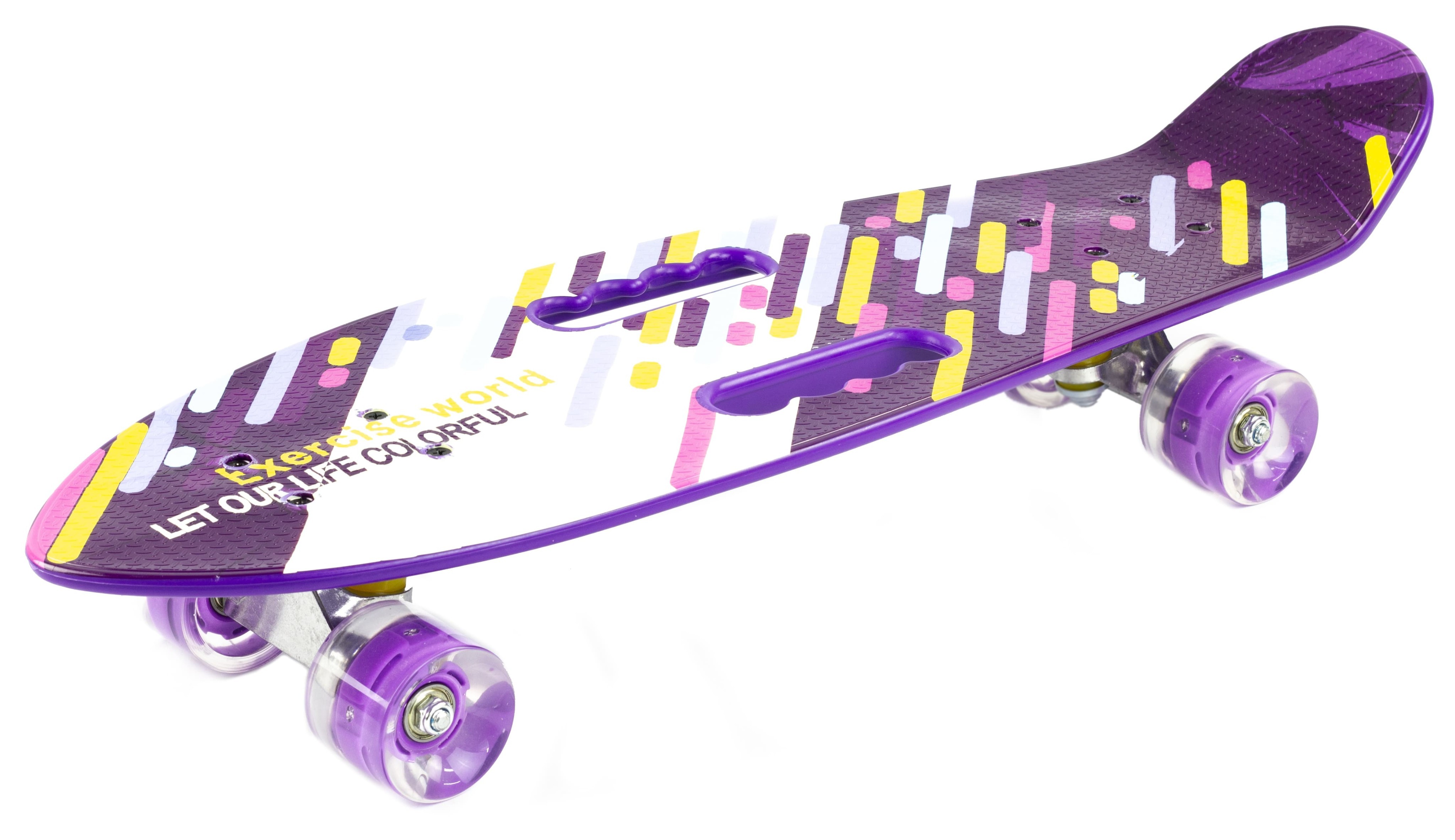 Пенни Борд со светящимися колесами и ручками для переноски, 68 см. S00404 / Фиолетовый