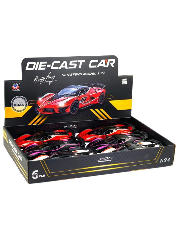 Металлическая машинка HengTeng 1:24 «Ferrari FXXK» 53522-23A, 20 см., инерционная, свет, звук / Красный